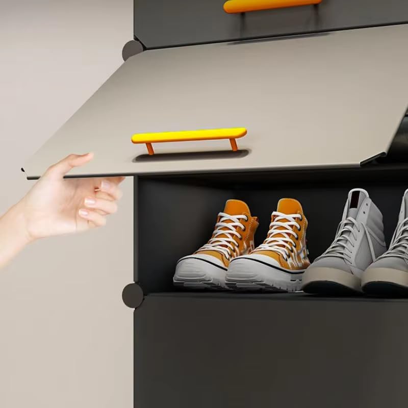 Image of Sunderlook Shoe Rack Plastic for Home- Slipper Stand, Professional Shoe Stand, Chappal Stand, Multipurpose Foldable Standing Comfort Runner Shoe Rack with Door (Charcoal Grey, 12 Shelf 6 Door)