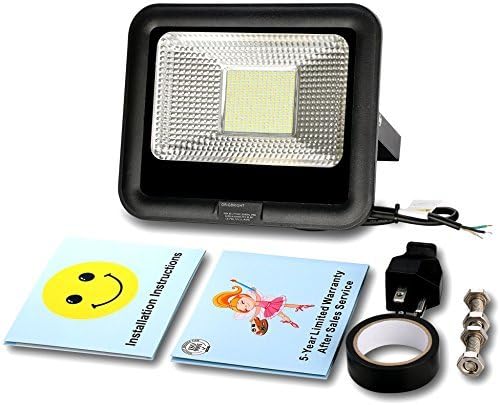 50W LED Flood Light, Work Light, Osram LED, 110lm/W 5236lm, 3200K, Meanwell Power, IP66, UL, 5-Year Warranty, Stability Security Protections, US Plug, Indoor, Outdoor, Tennis Court, Facade Lighting