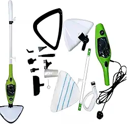 Mop Elétrico a Vapor 10 em 1, Limpadora Multifuncional para Pisos, Carpetes, Vidros e Janelas, 220V, Verde/Branco