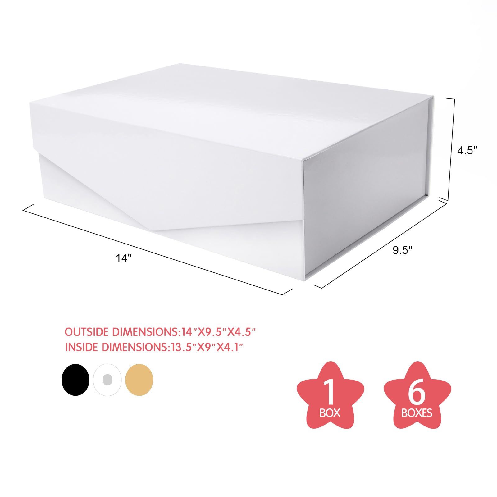 JINGUAN Große Weiße Geschenkboxen Mit Magnetverschluss – 34,9x22,9x10,4 Cm, 6 Stück, Faltbar & Elegant