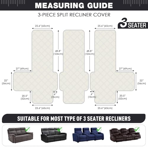 Image of TAOCOCO 100% Waterproof Recliner Sofa Cover, Non Slip Split Couch Covers for Reclining Couches with Elastic Straps, Reclining Sofa Cover Furniture Protector for Kids Pets(3 Seater, Charcoal Gray)