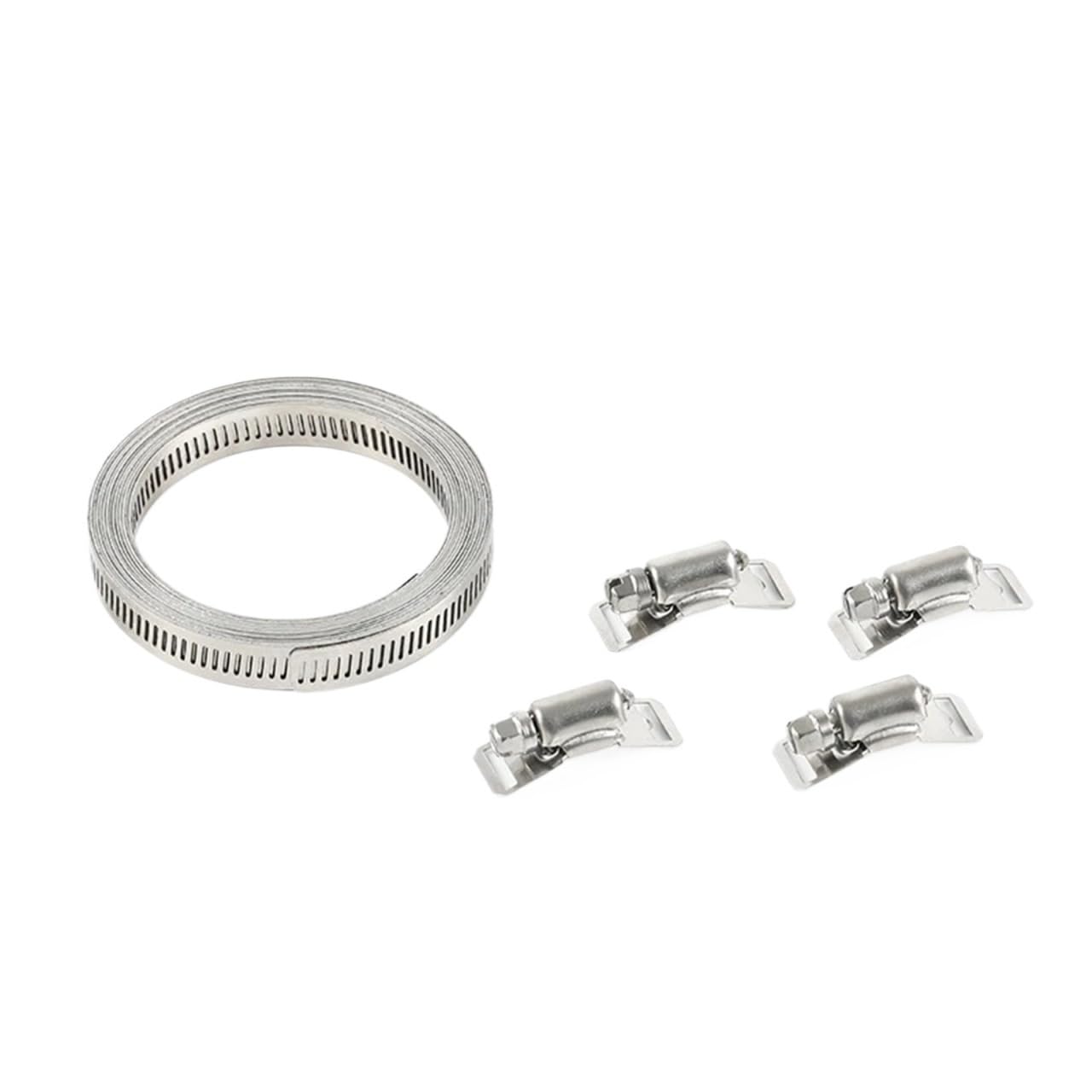 2set Stainless Steel Worm Clamp Hose Strap with Fasteners Adjustable DIY Pipe Ducting for Tube(10FT)