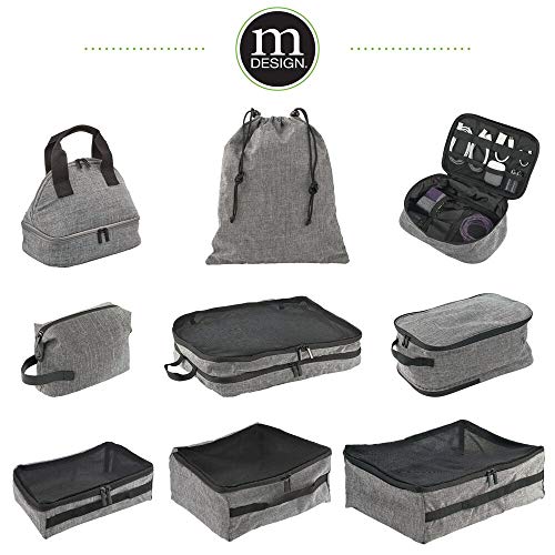 mDesign Medium Fabric Travel Storage Organizer Cube with Mesh Tops, Handles and Two-Way Zippers for Packing Suitcases… - Image 7