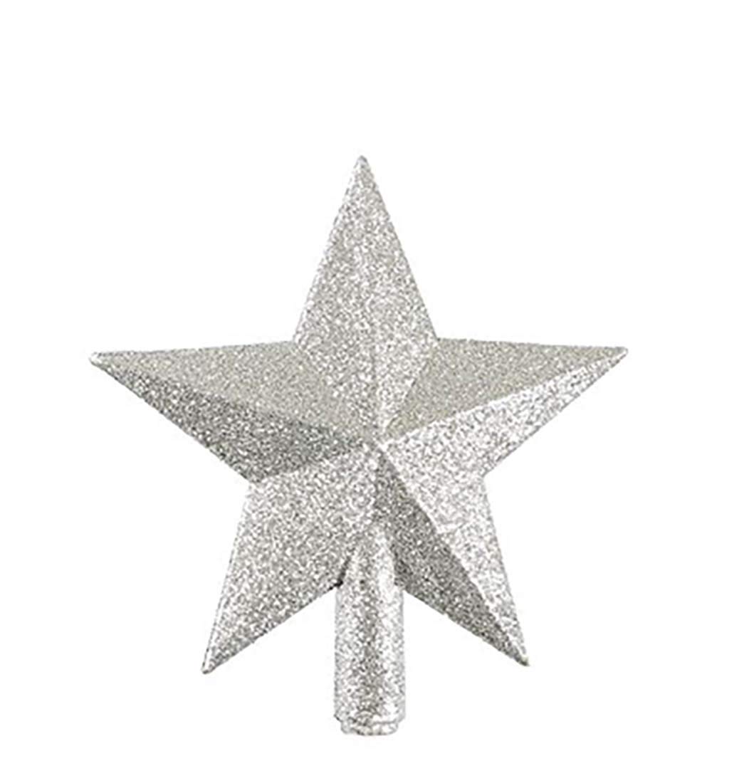 PARTY TIME - Perfect For Any Size Christmas Tree Silver Christmas Tree Topper Five-Pointed Star Tree Top Christmas Tree Ornaments for Christmas Home Décor 24cm x 22.5cm (1 Piece)