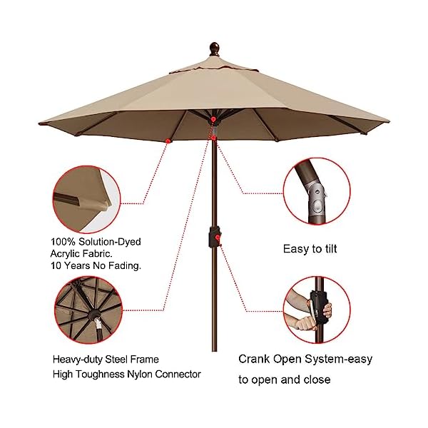   EliteShade-USA-10-Year-Non-Fading-9Ft-Market-Umbrella-Patio-Umbrella-Outdoor-Table-Umbrella-with-Ventilation-Heather-Beige
