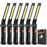 Ruboliy Magnetic Work Light 6Pack, Rechargeable LED Work Light with 360° Rotation, 5 Mode Mechanic Light, Compact Rechargeable Flashlight with Hook for Car Repairing, Emergency, Easter Gifts for Men