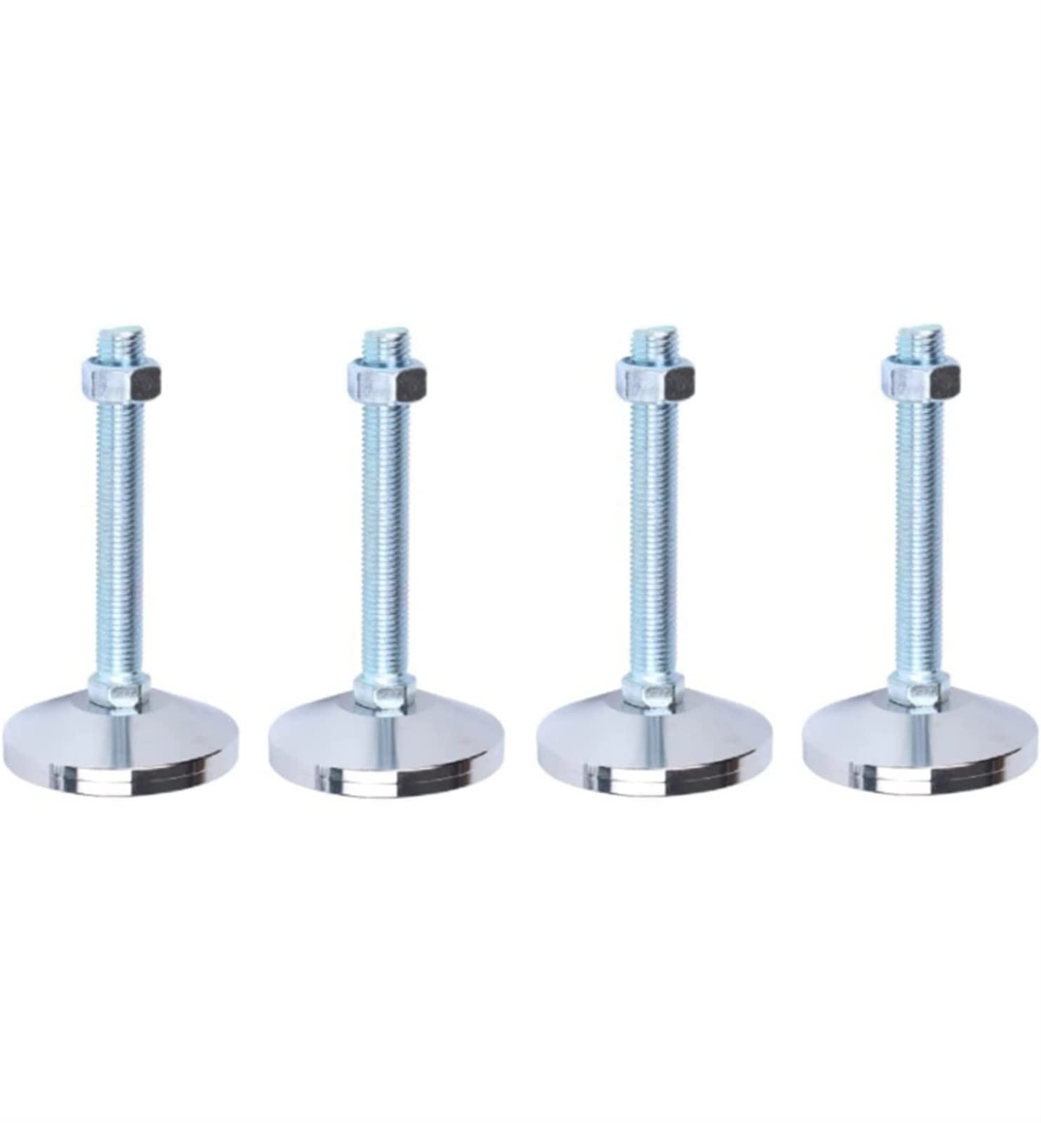4 piezas, tamaño de rosca M10 * 100 mm, patas de nivelación de muebles pesados de diámetro base de 2.4 ", niveladores de muebles patas de muebles ajustables para gabinetes o mesas (plata M10 * 100 m