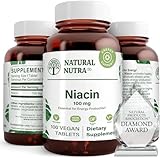Natural Nutra Niacin Supplement for Energy, Help Maintain Body Fats, Help Improve Digestion, Helps Promotes Skin Health, Boost Energy and Brain Function, Non-GMO, Gluten-Free, 100 mg, 100 Tablets