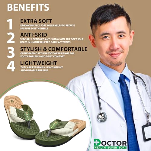 Image of DOCTOR HEALTH SUPER SOFT Men's & Boys Anti-Skid Flip Flops with Acupressure Massage Footbed | Lightweight | Soft | Doctor-Recommended Slipper for Pain Relief | All Day Wear Acupressure Doctor Slipper
