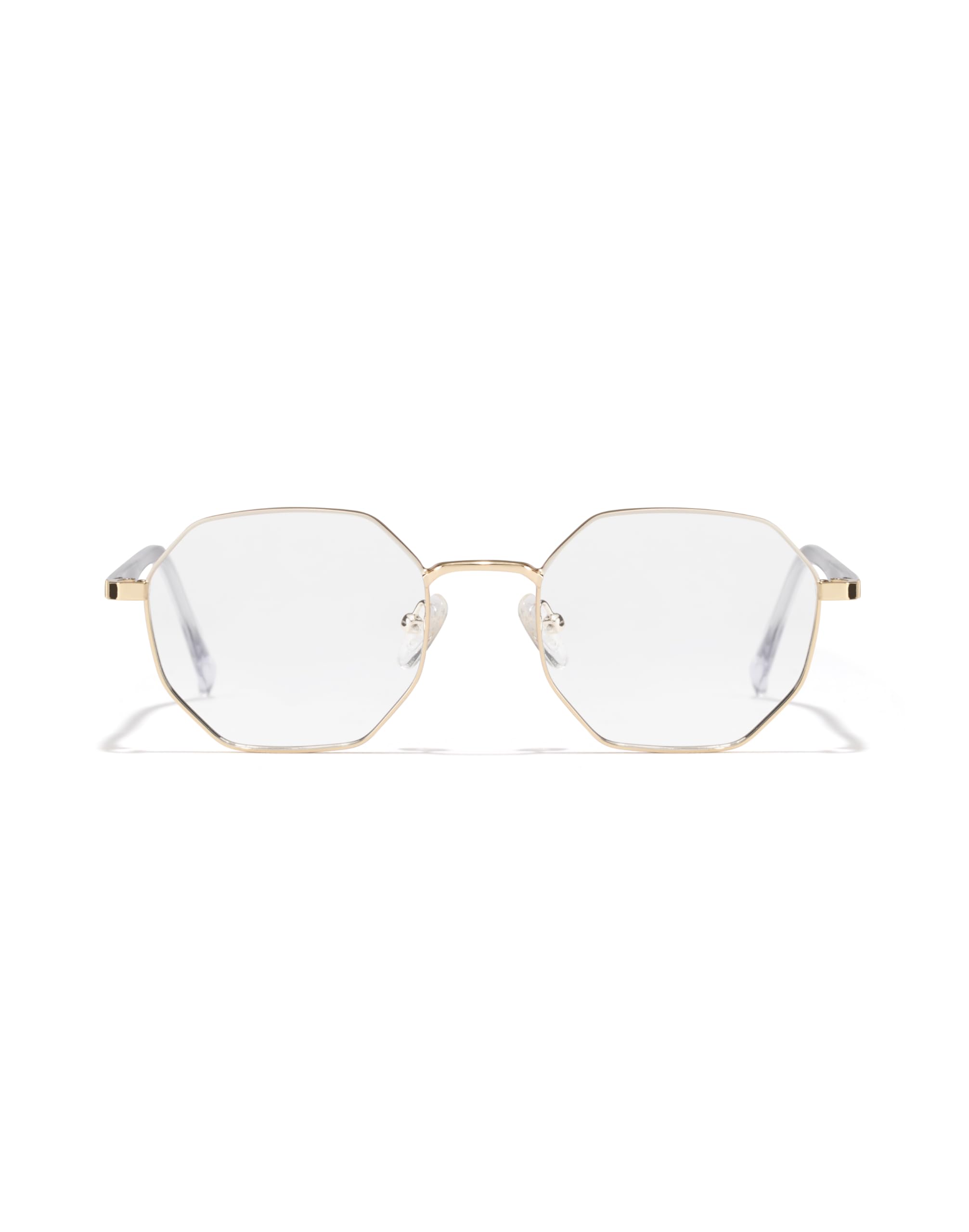 HAWKERS Brille mit Sehstärke für Herren und Damen optional mit Sonnenbrillentönung oder Blaulichtfilter, Sechseckig, gefertigt aus Metall (inklusive Brillenetui)