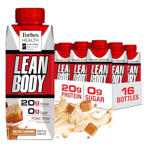 LABRADA NUTRITION - Lean Body RTD Whey Protein Shake, Convenient On-The-Go Meal Replacement Shake for Men & Women, 20 grams of Protein – Zero Sugar, Lactose & Gluten Free, Salted Caramel (Pack of 16)
