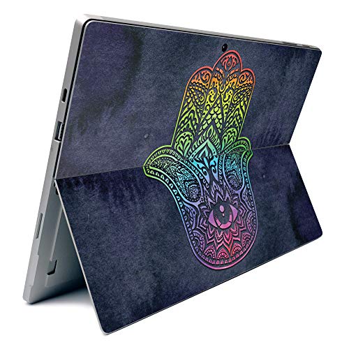 Image of MightySkins Carbon Fiber Skin for Microsoft Surface Pro 7 - Rainbow Hamsa | Textured Carbon Fiber Finish | Easy to Apply, Remove, and Change Styles | Made in The USA