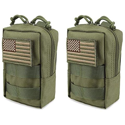 AMYIPO MOLLE Pouch Multi-Purpose Compact Tactical Waist Bags Small Utility Pouch 2 PCS Small Pouch (Green - 2 PCS) Cover