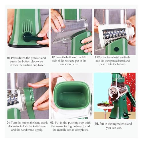 Rallador Manual Giratorio 5 en 1 con Mango Verde miniatura 5