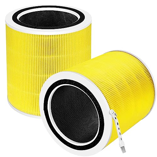 Core 400S 3-IN-1 H13 True and Activated Carbon Pet Care Filter Replacement for Core 400S Core 400S-RF-PA LRF-C401-YUS Replacement Filter (Yellow) 2 Pack LUXRILIX