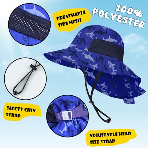 Image of Toddler Baby Sun Hat Kids Summer Beach Essentials Adjustable Beach Hats with Bucket Wide Brim for Boys Girls Age 0-14 Years