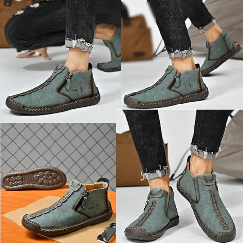 Mens Loafers Slip On Casual Shoes Leather Flat Penny Loafers Outdoor Lightweight Breathable Walking Driving Shoes Comfort Classic Hand Stitching Anti Slip Round Toe Shoes2