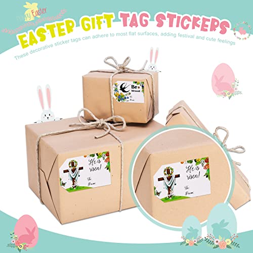 450 Pieces Easter Gift Tag Stickers Easter Self Adhesive Name Tags Bunny Eggs Chick Presents Kraft Labels Stickers For Holiday Presents And Packages Happy Easter Decoration, 2 X 3 Inch (Bright Style) #TOP5