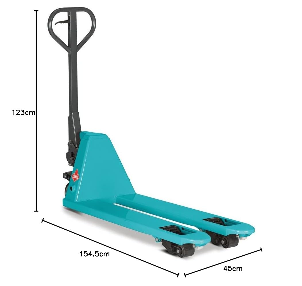 Ameise Hubwagen PTM extraschmal | 2.000 kg Tragkraft | 1.150 mm Gabellänge | 450 mm Gabeltragbreite | Lenkrad aus laufruhigem Vollgummi | Einfach-Gabelrollen aus robustem Polyurethan