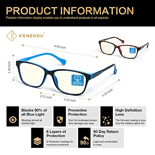 Blue Light Blocking Computer Glasses 2 Pack Anti Eyestrain Unisex(Men/Women) Eyeglasses with Spring Hinges UV Protection Little yellow lens (Twilight and Bule) - Thumbnail 2