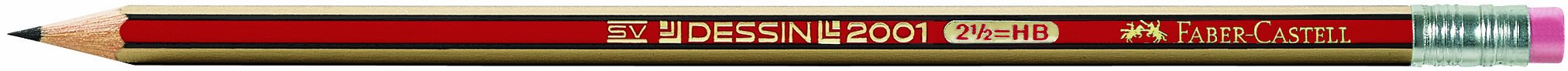 Faber-Castell Dessin 2001 Eraser-Tipped Pencil - B / Pack of 12