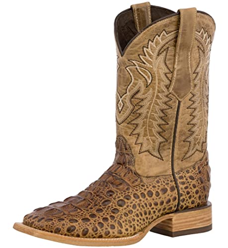 Texas Legacy Mens Sand Western Cowboy Boots Leather Square Toe Crocodile Print