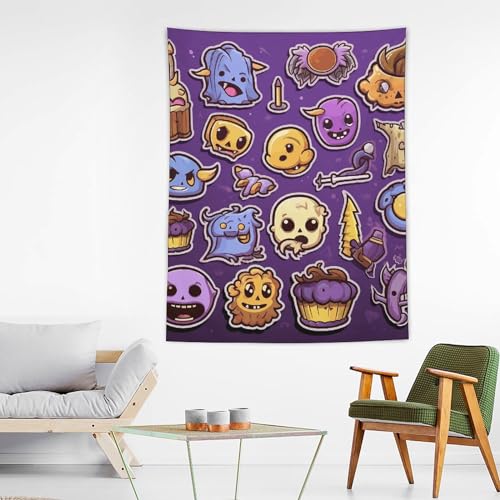 Tapisserie murale violette en tissu doux motif dessin animé fun