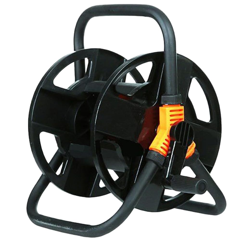 Carrete de Manguera de Jardín Negro, Acero Inoxidable, 20m