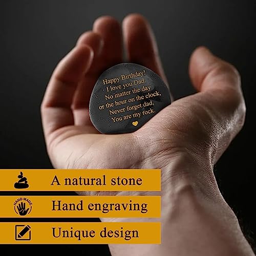VELENTI Dad Birthday Gifts Decorative Stones - You are My Rock Engraved Decorative Accessories - Heartwarming Birthday Gift for Dad - Happy Birthday Dads Gift from Son, Daughter - Image 2