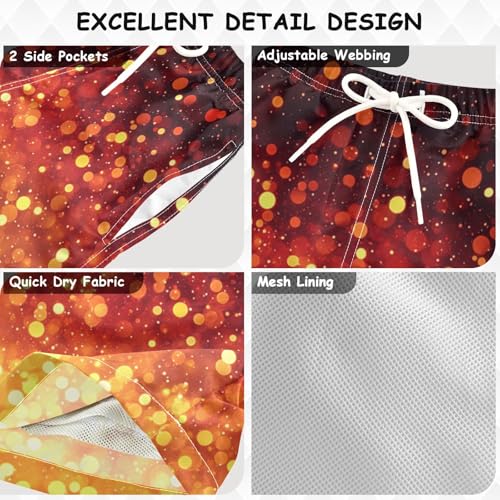 Pigsaly Boys Swim Trunks Dark Red Orange Yellow Glitter Gradient Flash Boys Board Shorts Swimsuit Swimwear Bathing Suit 3T3