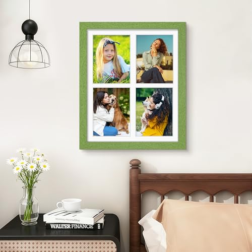 Image of DUENPY 12x16 Picture Frame 5x7 Collage Picture Frame Displays Four 5x7 inch Photos or 12x16 (Without Mat) for Available Horizontal Wall Mounting Display and Vertical Green