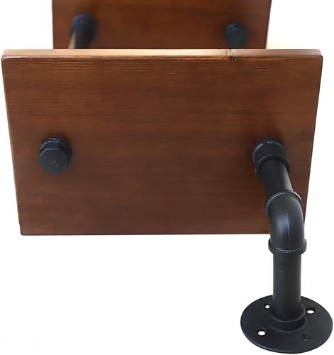 Miniatura 8 de Estantes de madera flotantes rústicos de 6 niveles, tubería de hierro rústico industrial, estantería industrial moderna, tuberías de metal vintage y