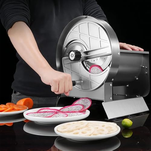 Cortador comercial de verduras de acero inoxidable, 0-12 mm de grosor ajustable, máquina cortadora de alimentos para patatas, pepinos, limones, tomates