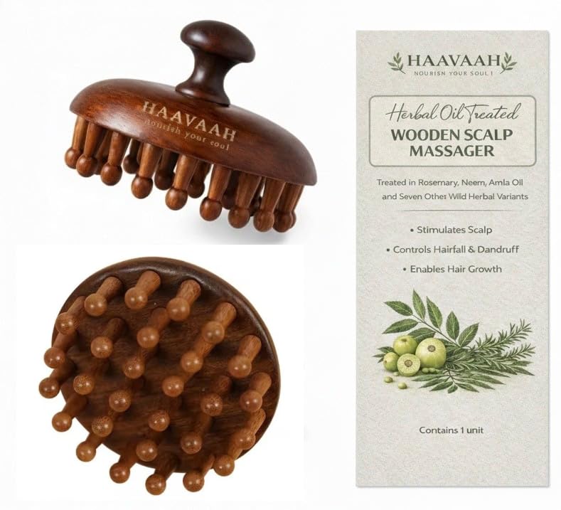 Herbal Oil Treated Wooden Scalp Massager, Rosemary Neem Amla Oil, Controls Hairfall & Dandruff, Enables Hair Growth, Contains 1 Unit-image-29
