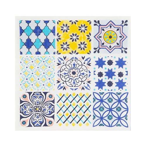 Talking Tables Servilletas marroquíes azules de azulejos | Servilletas de papel reciclables coloridas para decoupage, vajilla desechable ecológica para fiesta de verano, cumpleaños, paquete de 20