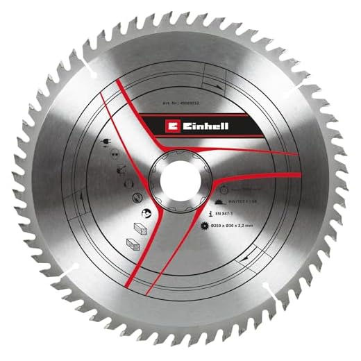 kwb by Einhell HM-sågblad (Ø 250 x 30 mm, 60 tänder, passar för olika Einhell bordsågar, drag-kåpa geringssågar och lock-geringssågar)