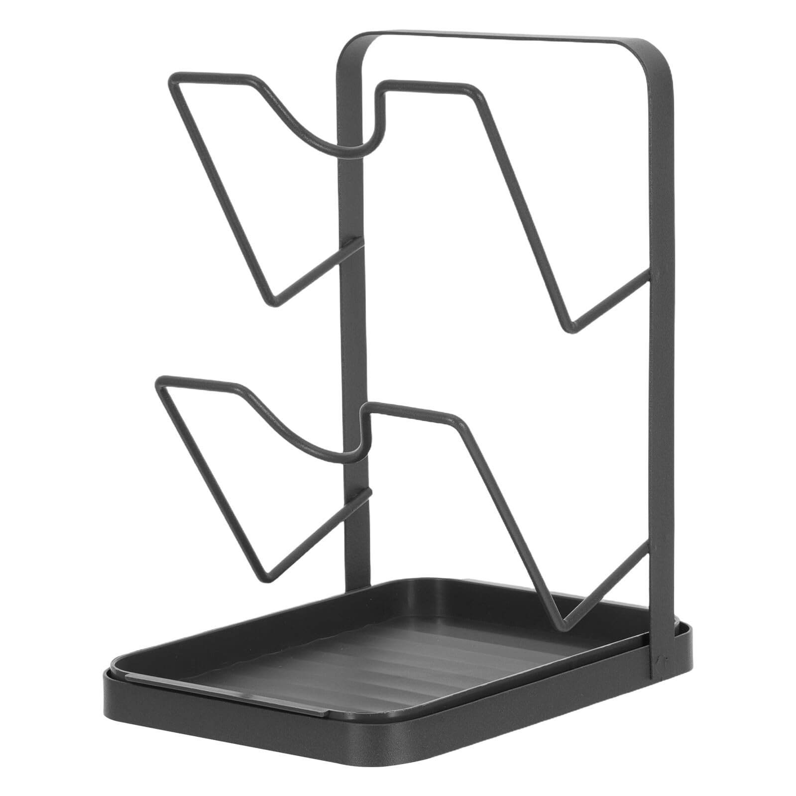 Kohlenstoffstahl Topfdeckelhalter mit Abtropfschale Küchen Organizer für Topfdeckel und Löffel Stabiler Aufbewahrungsständer für Arbeitsplatte Kompatibel mit Verschiedenen