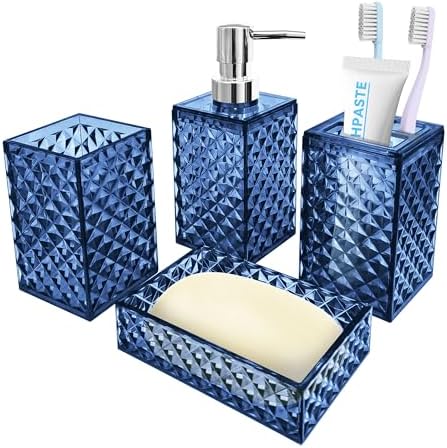 Amazon.com: Blue Acrylic Bathroom Accessory Set, 5 Pcs Bathroom ...