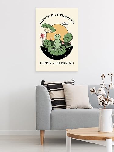 Miniatura 5 de NAVIWEEK Pósteres de rana hippity verde retro, arte de pared de rana hippity, arte de pared de rana feliz para dormitorio, impresiones de flora y