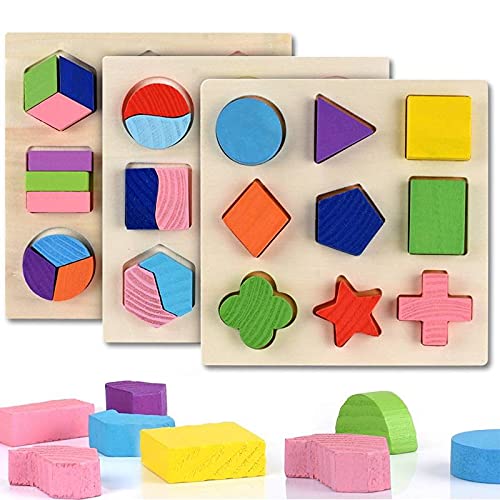Smoneo Educational Wooden Toy,Geometric Shape Block Building Puzzle Cognitive Matching Early Learning Tool Set (Pack of 3), 3 Pcs (B09GY993DT) Amazon Price History, Amazon Price Tracker