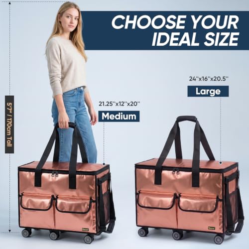 Image of BALEINE Reusable Grocery Bag on Wheels, Foldable Rolling Tote Bag