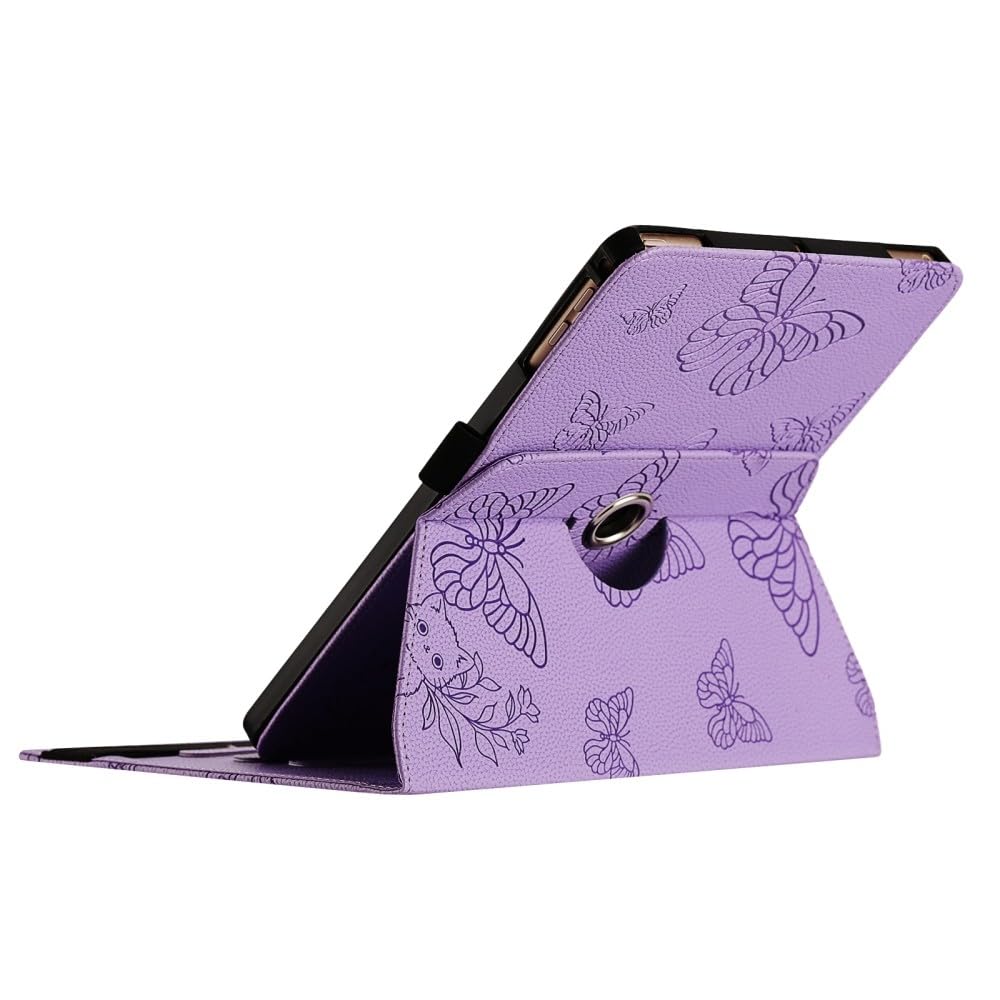 Generic Étui compatible avec Samsung Galaxy Tab S8 Ultra 14,6 SM-X900 SM-X906 (couleur : violet) étui intelligent rotatif antichoc en cuir motif papillon
