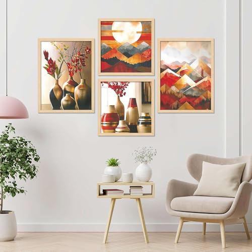 Image of BOFCONS ENTERPRISES Set of Four Framed Painting for Wall Painting Decoration, Painitngs for home Decorations, Scenery for Living Room Decor (36X24 Inches) k23