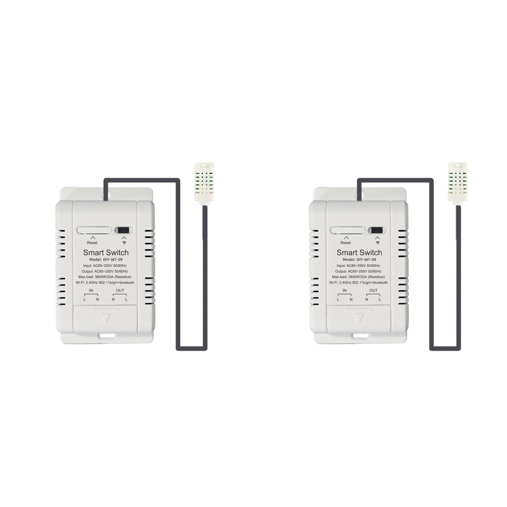 Jnchdghwa White 2X Wifi Temperature And Humidity Switch With 1M Sensor 20A Temperature Humidity Switch Supports Voice Control
