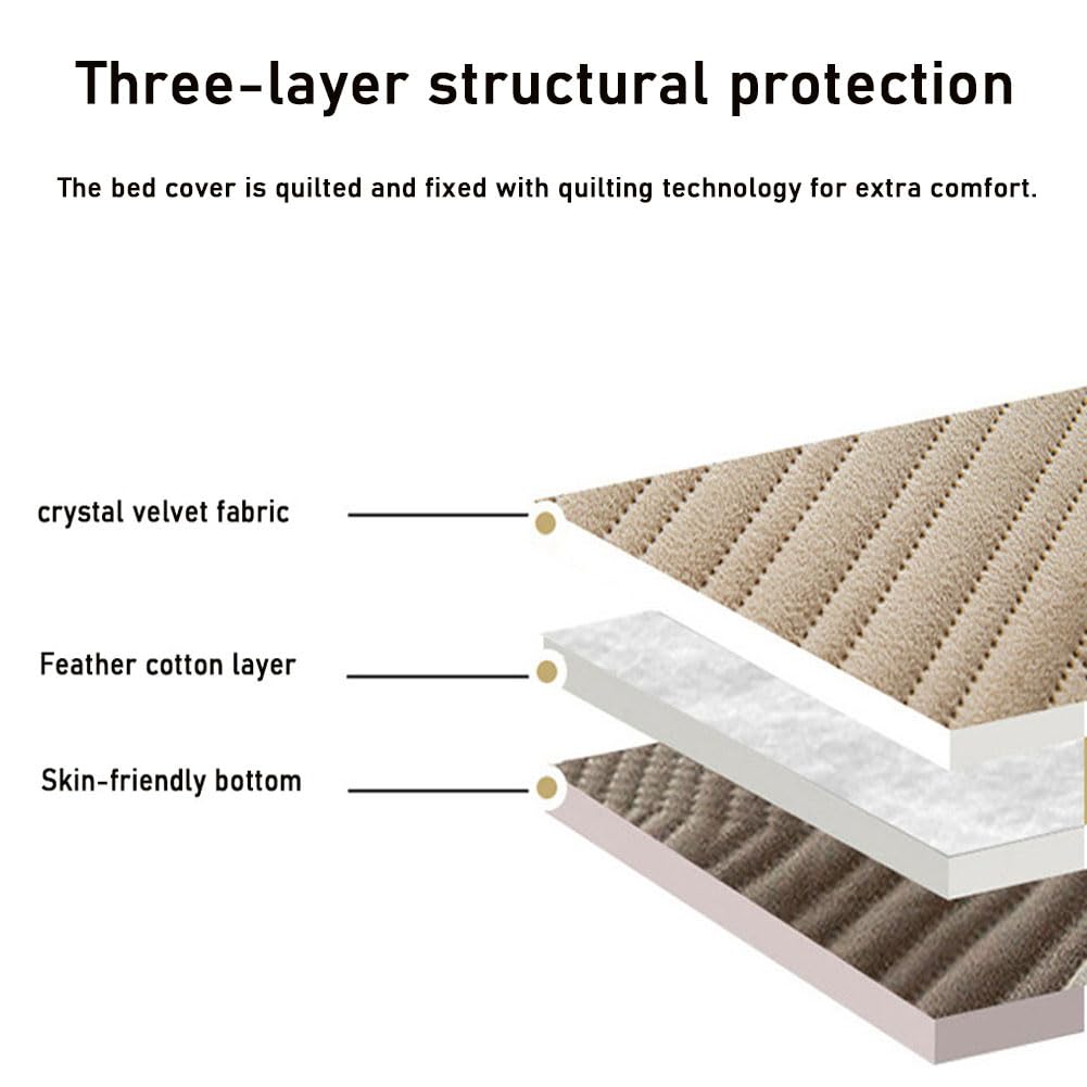 Bettwäsche-Set für Doppelbetten, Größe Four Seasons, wendbare Tagesdecke aus Samt, geprägte Steppdecke beige 220x240cm