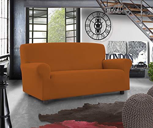 Banzaii Housse de canapé élastique Universelle avec accoudoirs – fabriquée en Italie 3 Places Brique