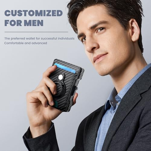 AirTag Wallet for Men, RFID Blocking Slim Mens Wallet with Money Clip, Minimalist Credit Card Holder for Apple Air Tag, Pop Up Card,9-11Cards Capacity | ID Window | Cash Slot | Gift Box（Black）4