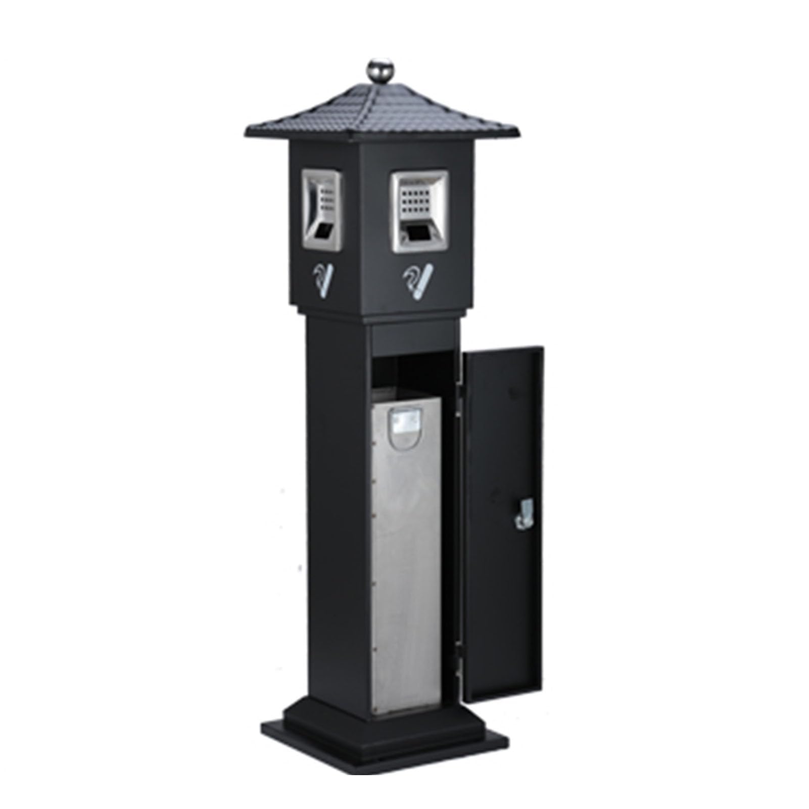 Floor-standing Cigarette Butt Collector With Lock And Removable Inner Bin Outdoor Trash Can For Terraces, Gardens, Hotels, Bars, Offices(Color-1)