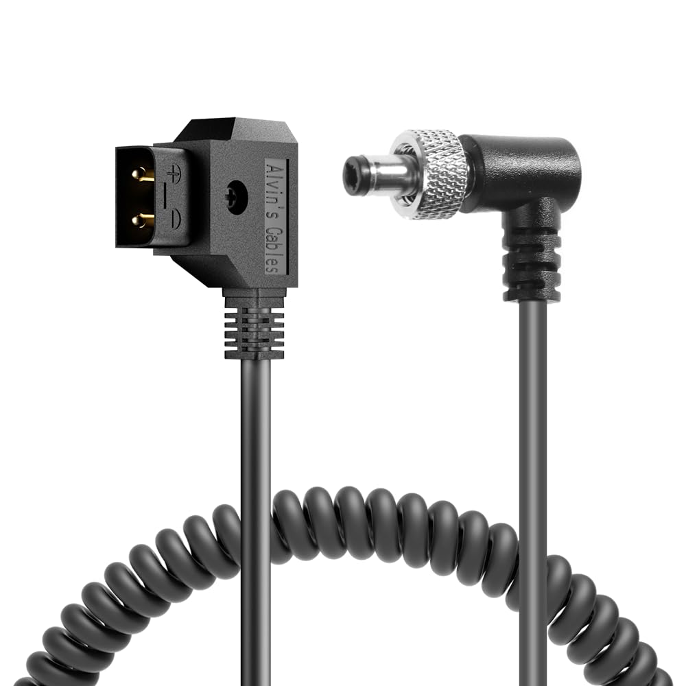 Alvin's Cables D-Tap do kątowego blokowania DC zwijany kabel zasilający do urządzeń wideo Atomos PIX-E7 PIX-E5 7 ekran dotykowy