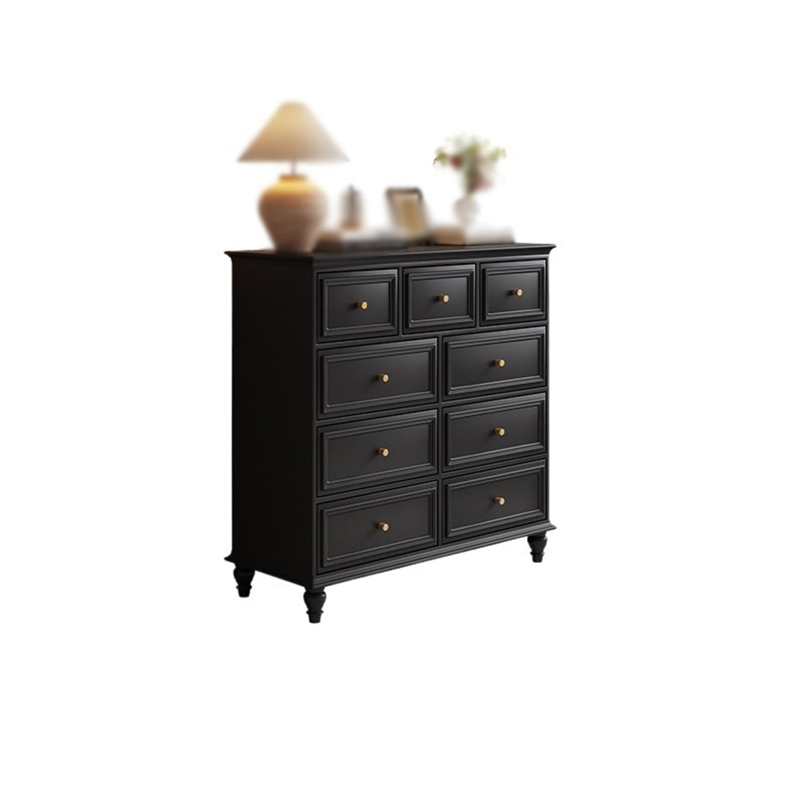 Dh2yjnbf3 Bedroom Dresser With 9 Drawers Wooden Storage Tower Chest Of For Bedroom, Hallway, Closets Storage Organizer(Black)
